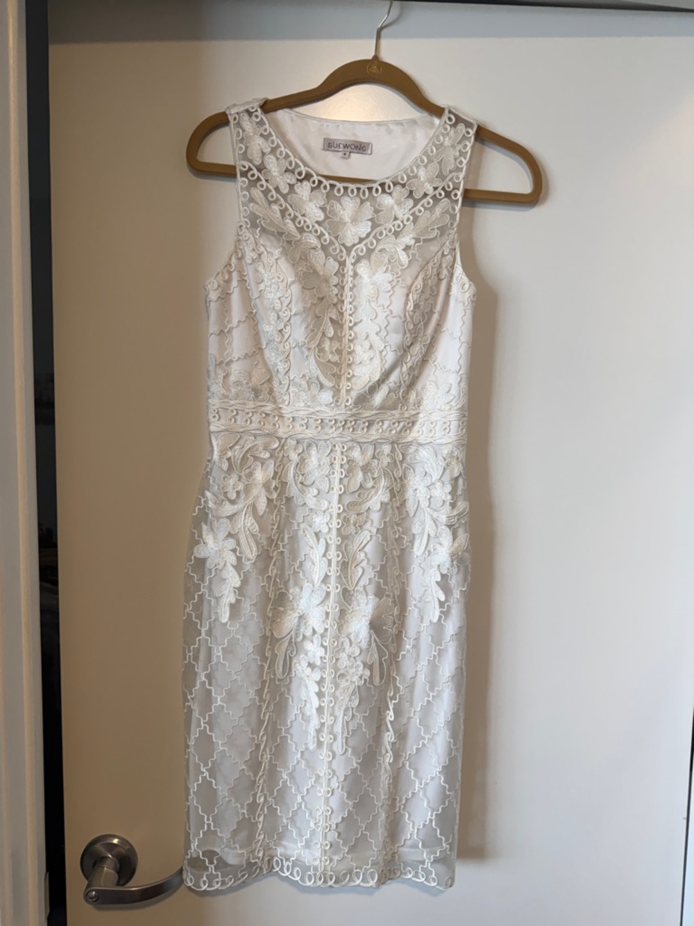 SueWong White Lace Sheath Dress